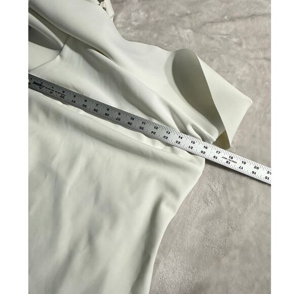 Chiara Boni Elisse Dress Women's 46 White One Shoulder Ruffle Sheath Knee Length - Picture 10 of 14